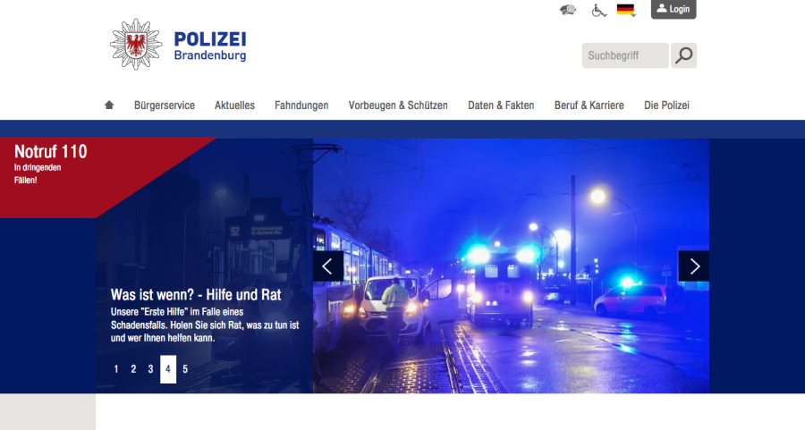 Webseite der Polizei Brandenburg